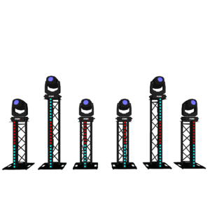 Totem Beam Show 7m – AX2 + Hybrid (6 totemów)