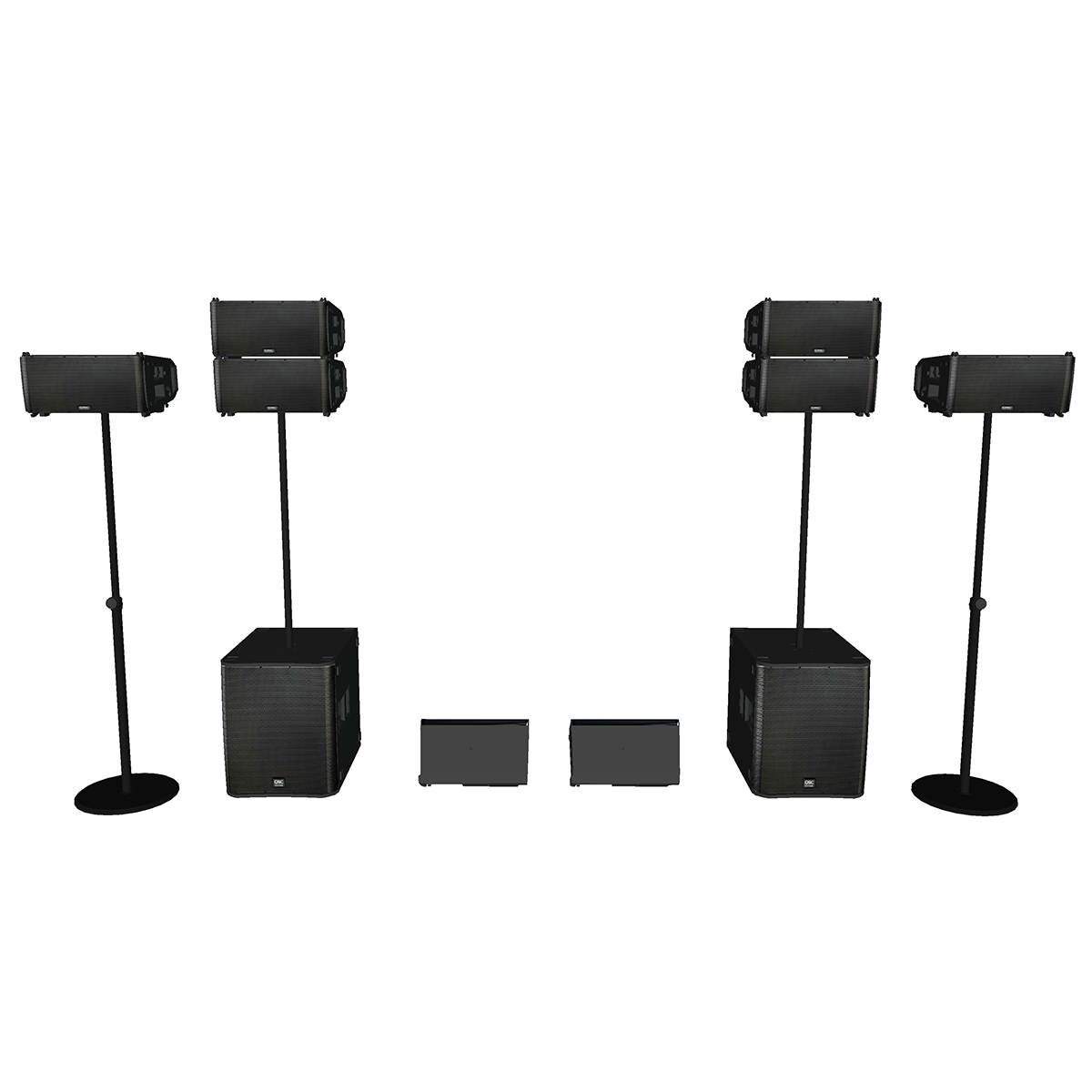 QSC Conference System XL – 6× LA108 + 2× KS118 + 2× K10 (FlexStands)