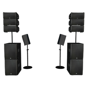 QSC Headliner System XL+ – 6× LA108 + 4× KS118 + 2× K12.2 (FlexStands)