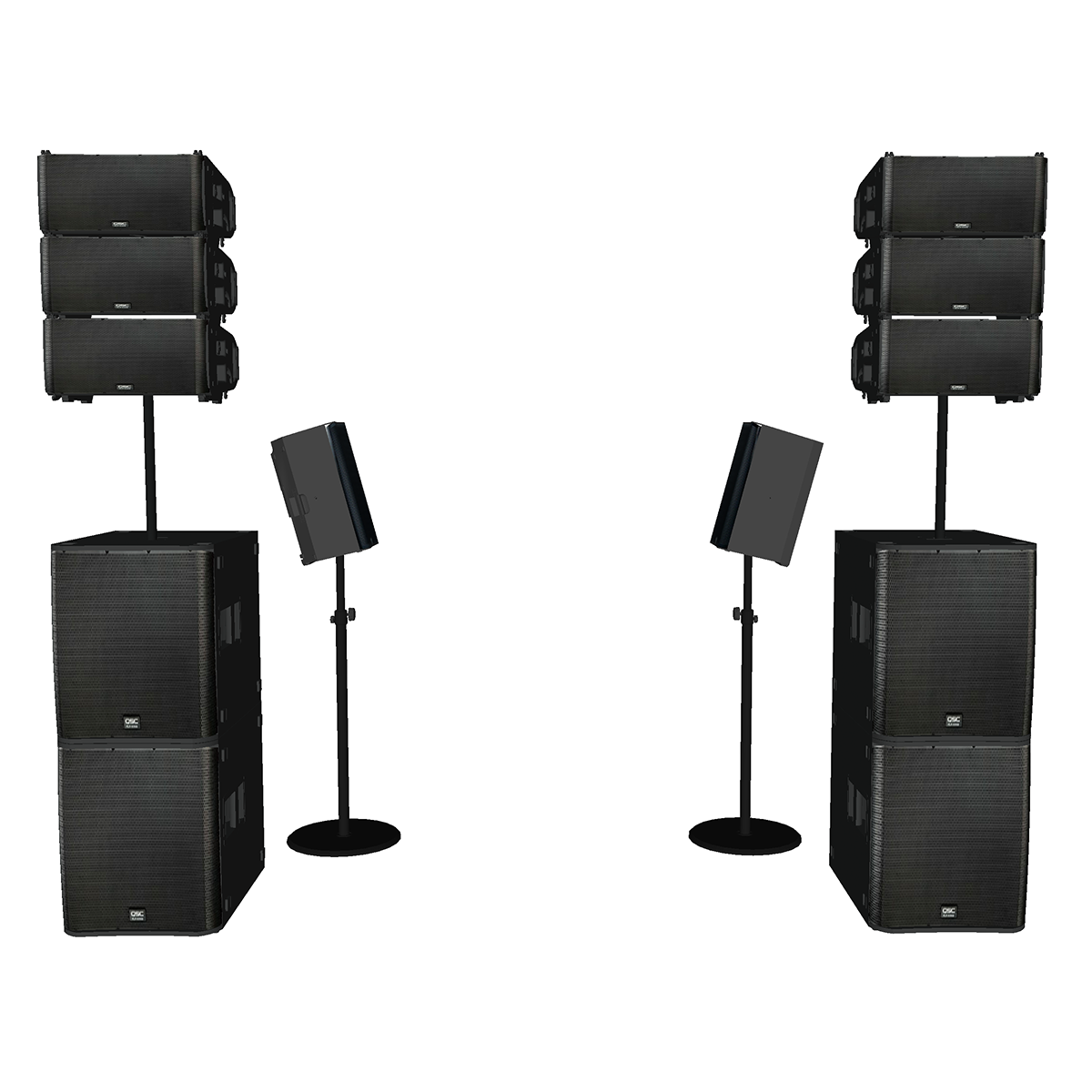 QSC Headliner System XL+ – 6× LA108 + 4× KS118 + 2× K12.2 (FlexStands)